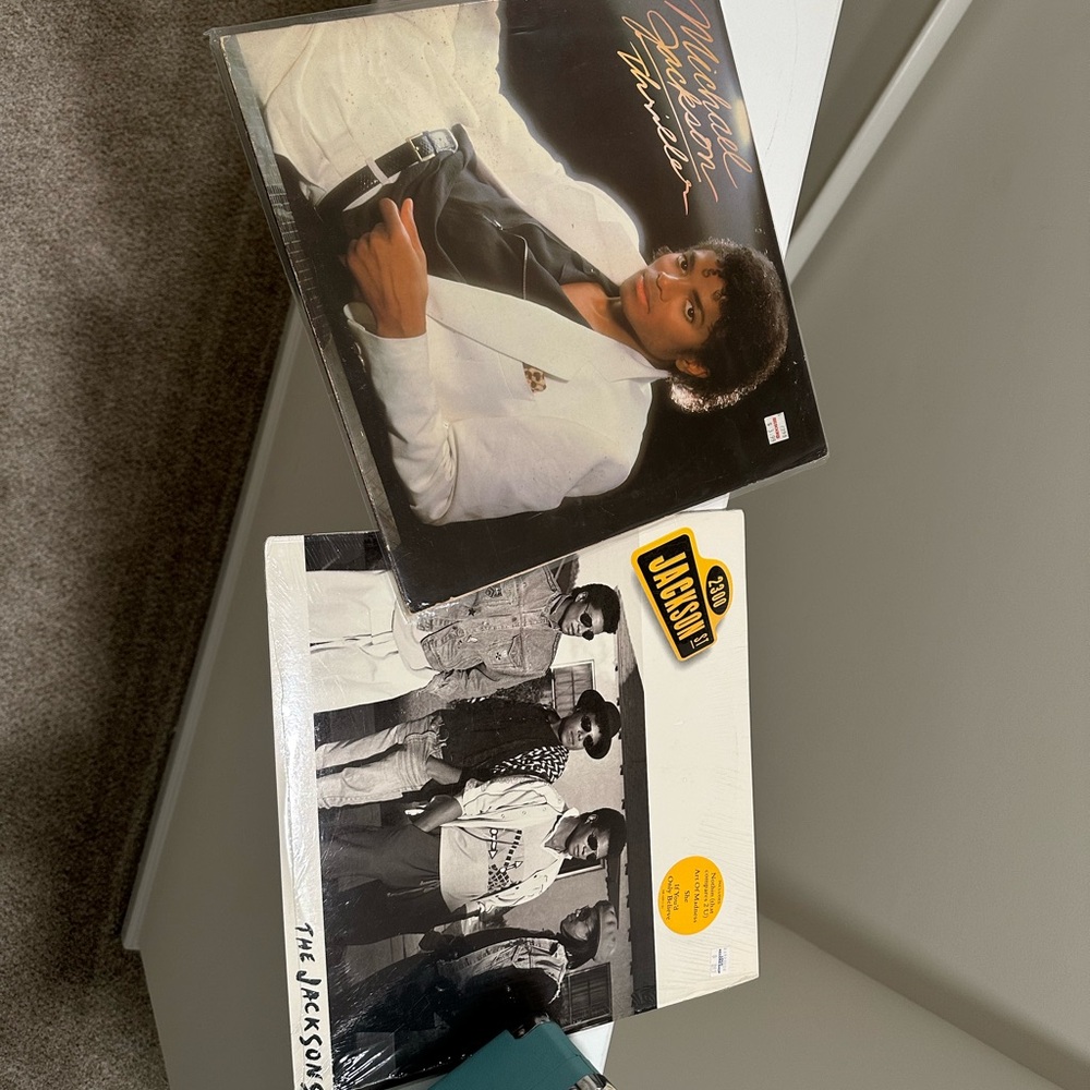 Michael Jackson vinyls and record player